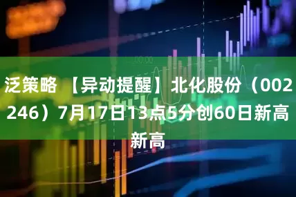 泛策略 【异动提醒】北化股份（002246）7月17日13点5分创60日新高