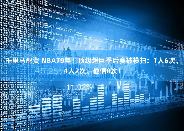 千里马配资 NBA79年！顶级超巨季后赛被横扫：1人6次、4人2次、他俩0次！